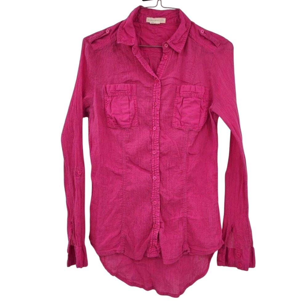 EDME & ESYLLTE Pink Long Sleeve Button Down Shirt - Size 2